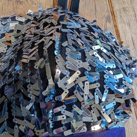 Juniors City Studio Purple Sequin Ruched Sheath Dress Size 5 - Picture 2 of 9